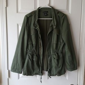 Army green military field utility studded jacket
